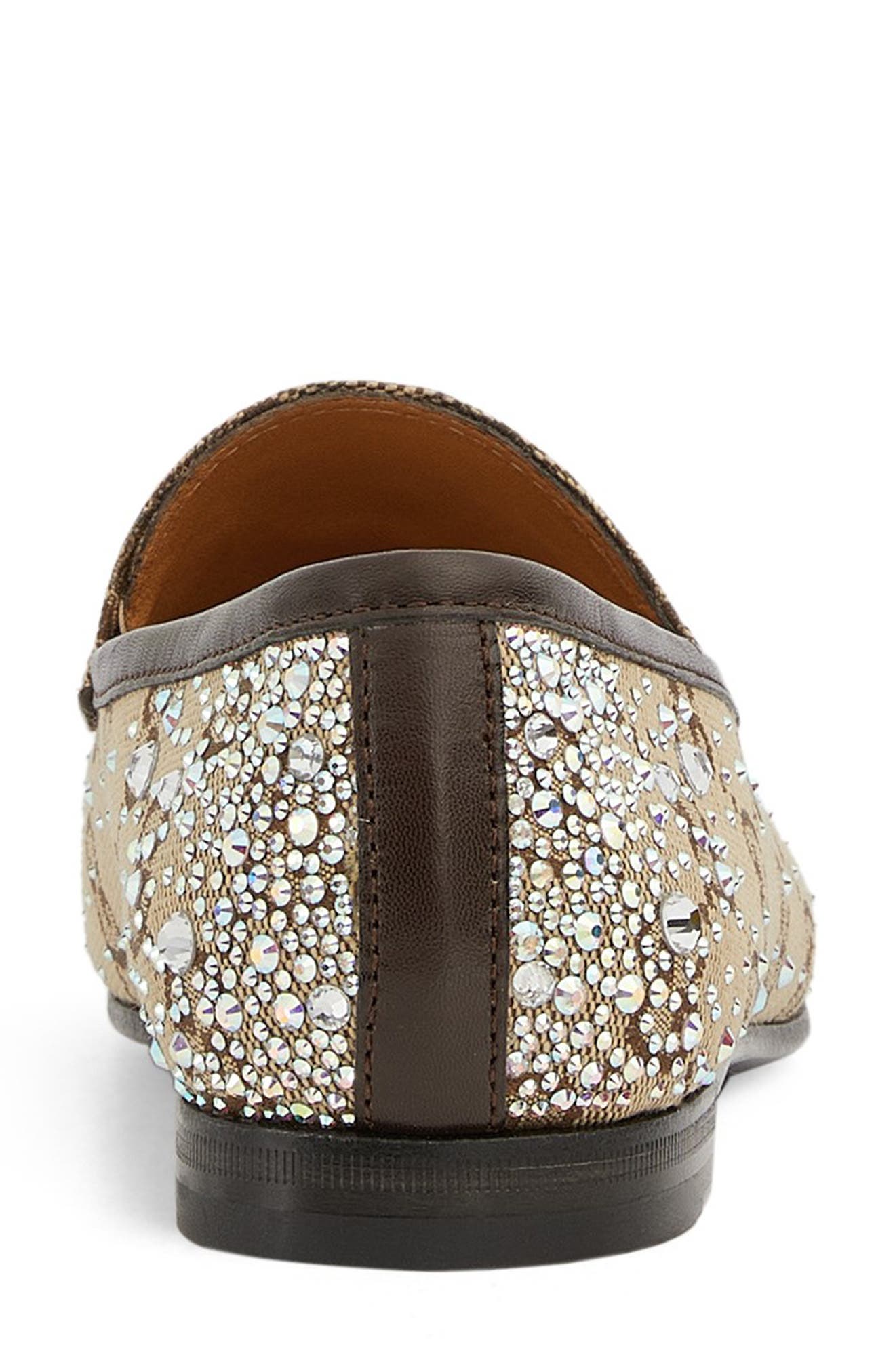Gucci New Jordaan Crystal Embellished Horsebit Loafer, Alternate, color, 