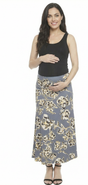 24seven Comfort Apparel Maternity Floral Elastic Waist A-Line Maxi Skirt