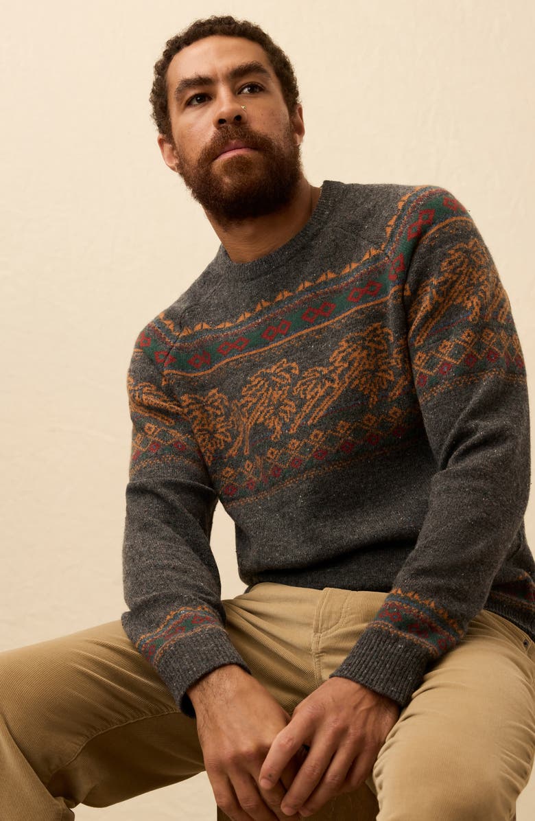 Faherty Donegal Merino Wool Crewneck Sweater, Alternate, color, Charcoal Coast Fairisle