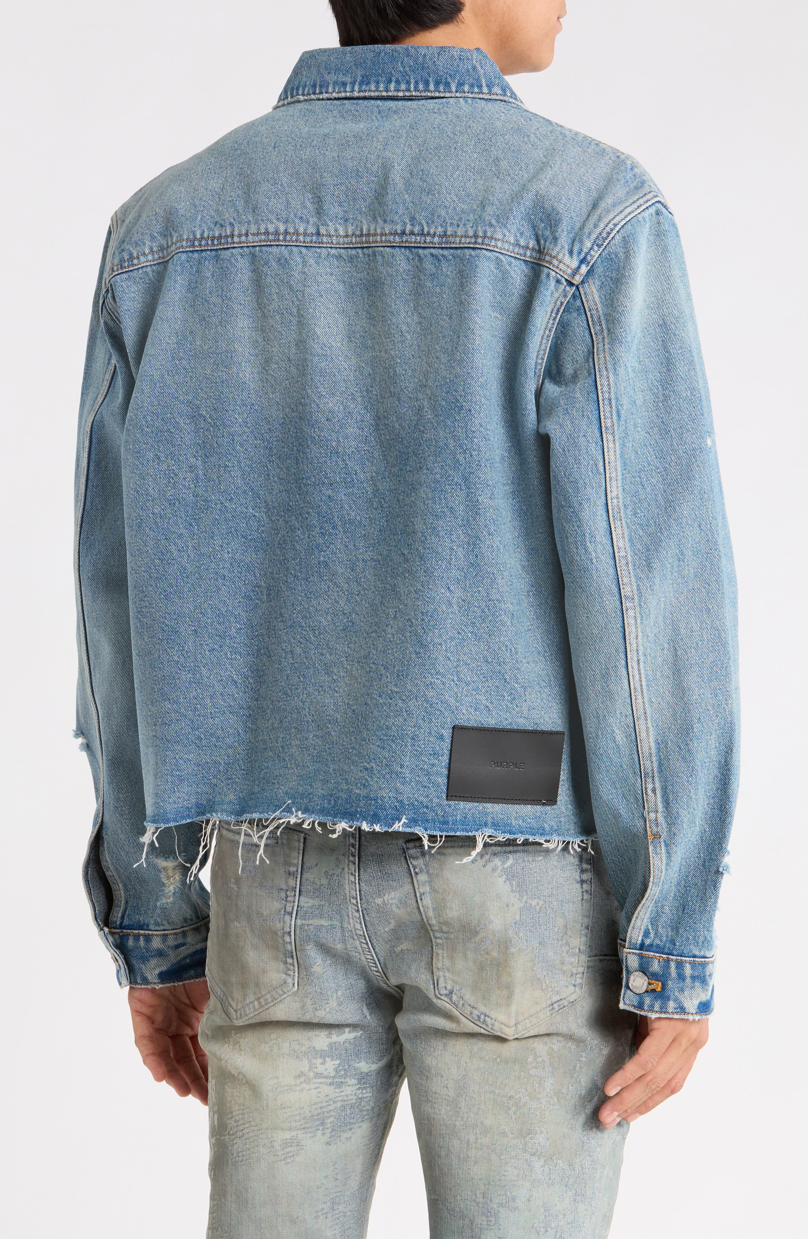 PURPLE BRAND Distressed Cutoff Denim Jacket (Men) | Nordstromrack