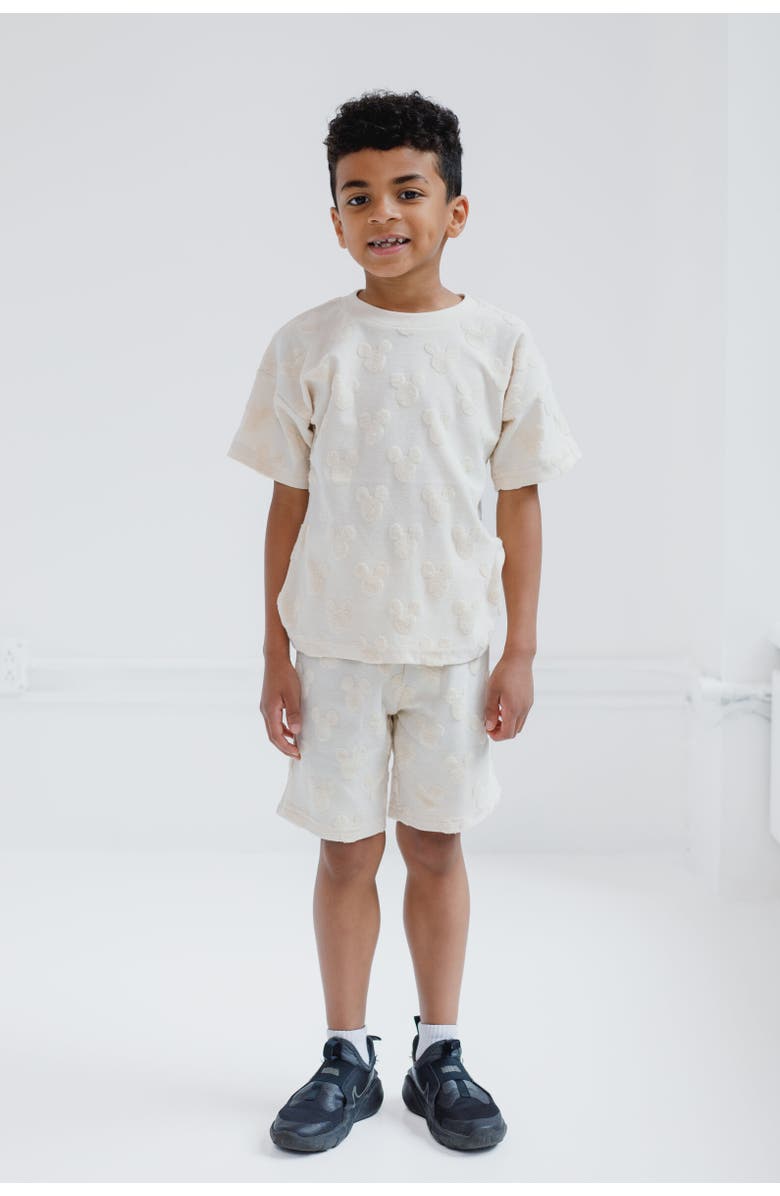 Disney Loop Terry T-Shirt & Shorts Set, Alternate, color, Mickey Mouse Beige