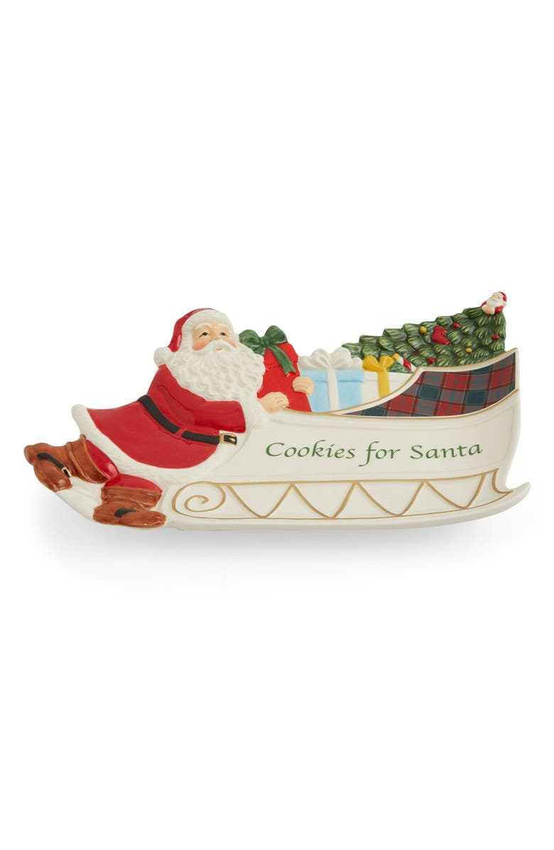 Spode Christmas Tree Tartan Santa Cookie Plate, Alternate, color,