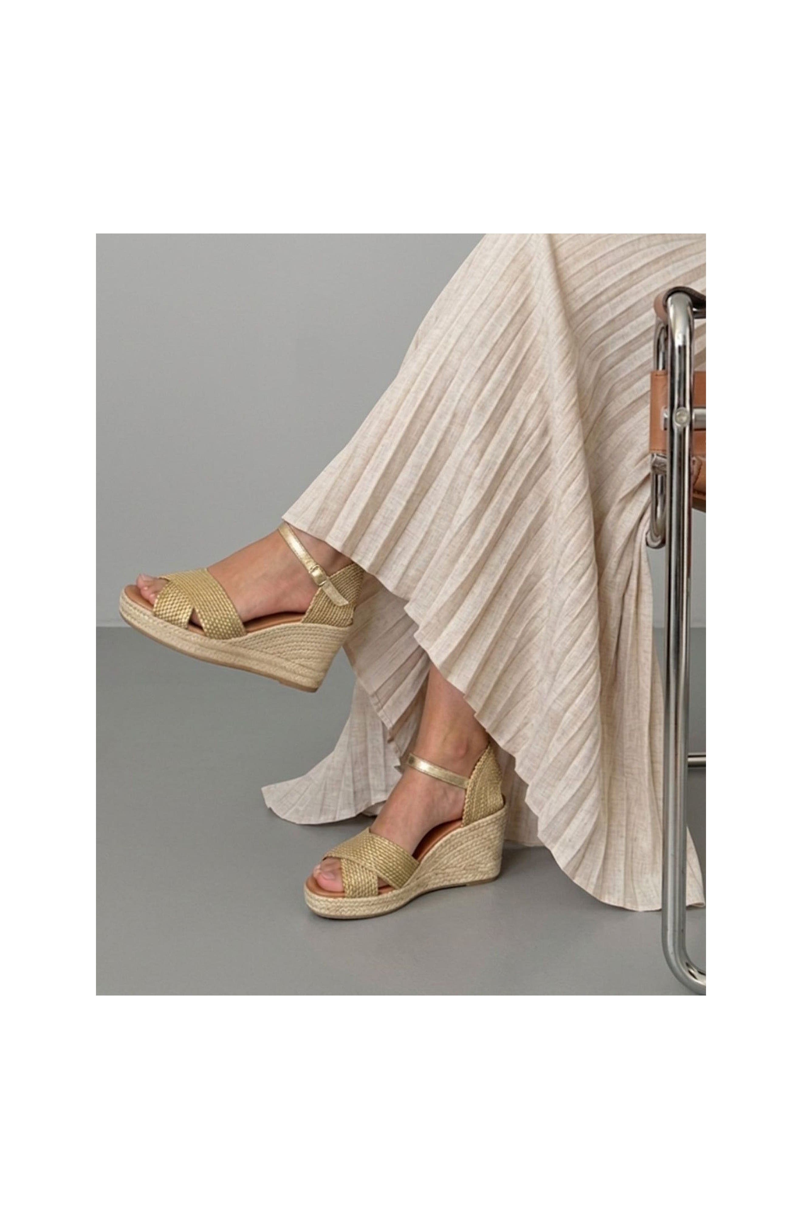 Jimena High Double Band Gold-Woven Espadrille Sandal, Alternate, color, Gold
