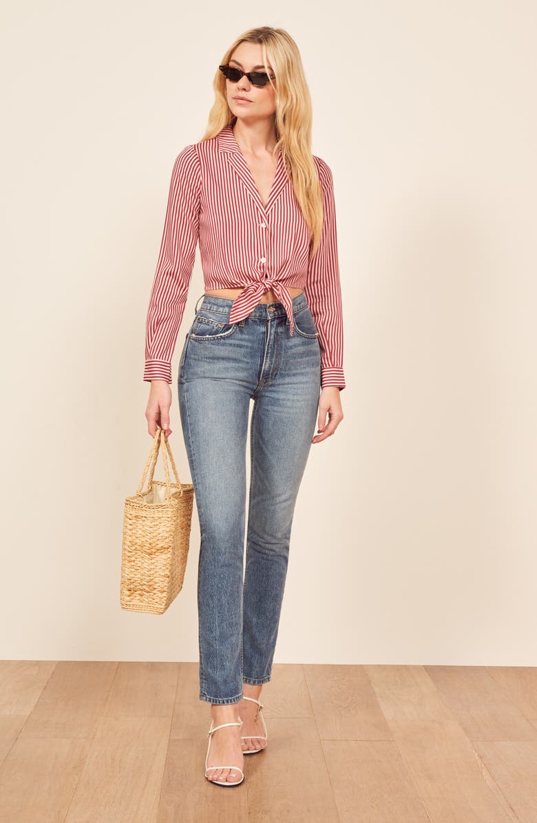 Reformation Alexis Tie Front Top, Alternate, color,