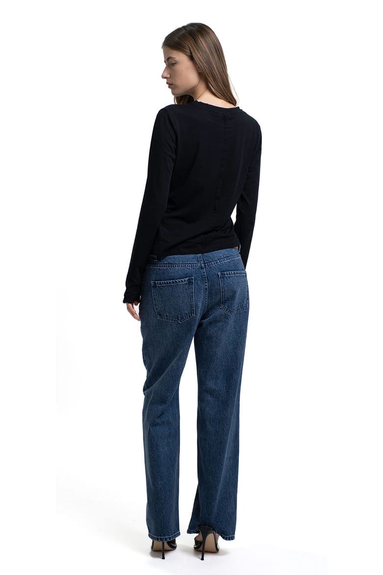 Moa Mid Waist Wide Leg Denim, Alternate, color, Dark denim