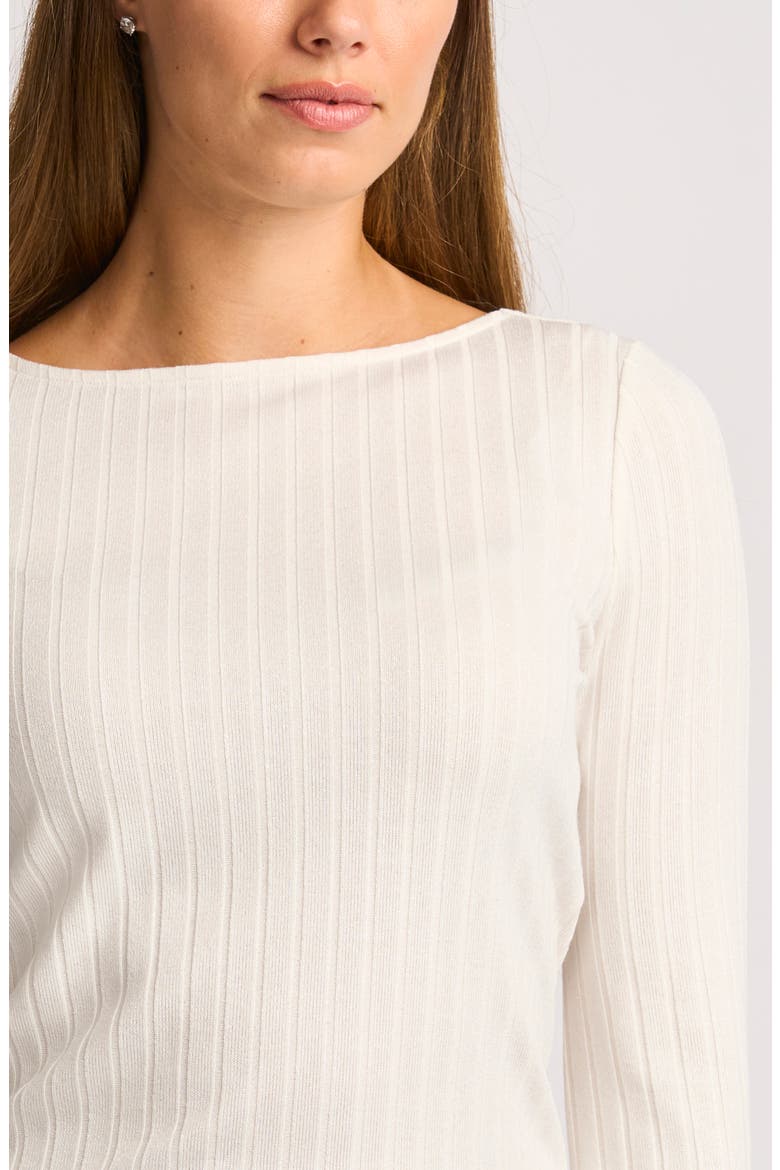 Flared Sleeve Bateau Neck Top, Alternate, color, PEARLED IVORY