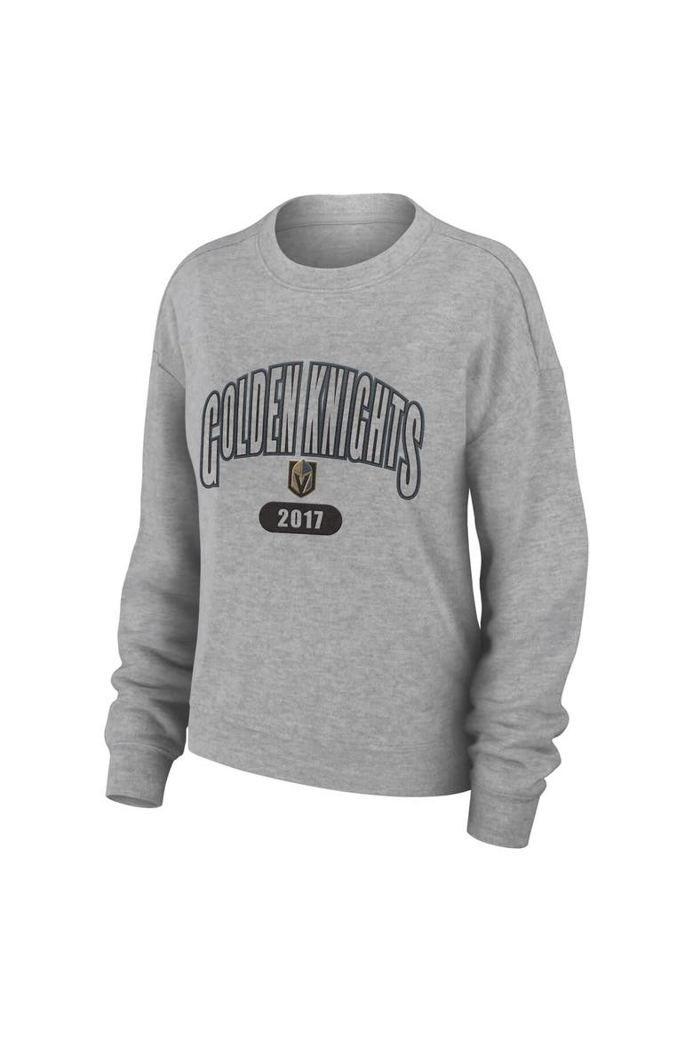 Women's WEAR by Erin Andrews Heather Gray Vegas Golden Knights Knit Long Sleeve Tri-Blend T-Shirt & Pants Sleep Set, Alternate, color, Heather Gray