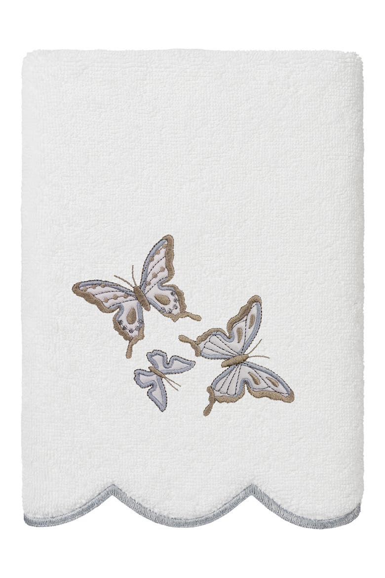3-Piece Brittney Embroidered Turkish Cotton Towel Set, Alternate, color, WHITE/ GRAY