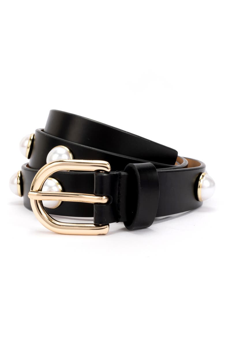 Kate Spade New York faux pearl leather belt, Alternate, color, 