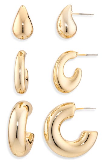 Cara Set Of 3 Puffy Hoop Earrings