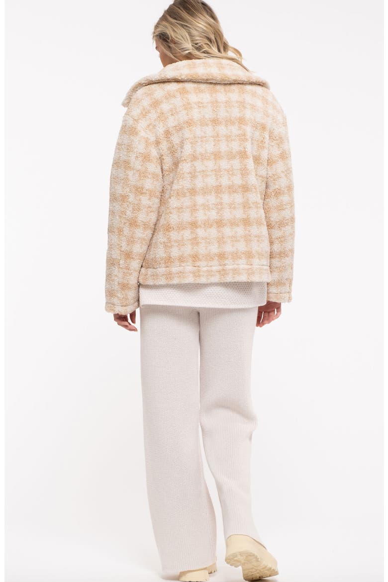 Houndstooth Faux Shearling Jacket, Alternate, color, BEIGE