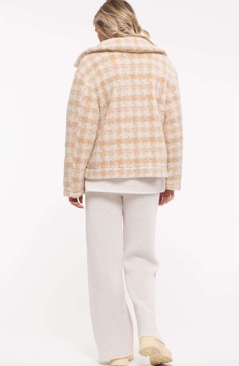 Blu Pepper Houndstooth Faux Shearling Jacket, Alternate, color,