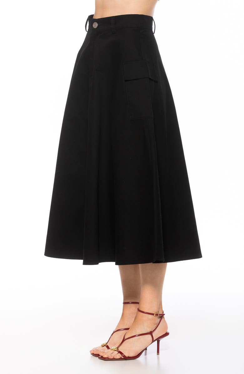 Alexia Admor Avery Cargo Midi Skirt, Alternate, color, Black