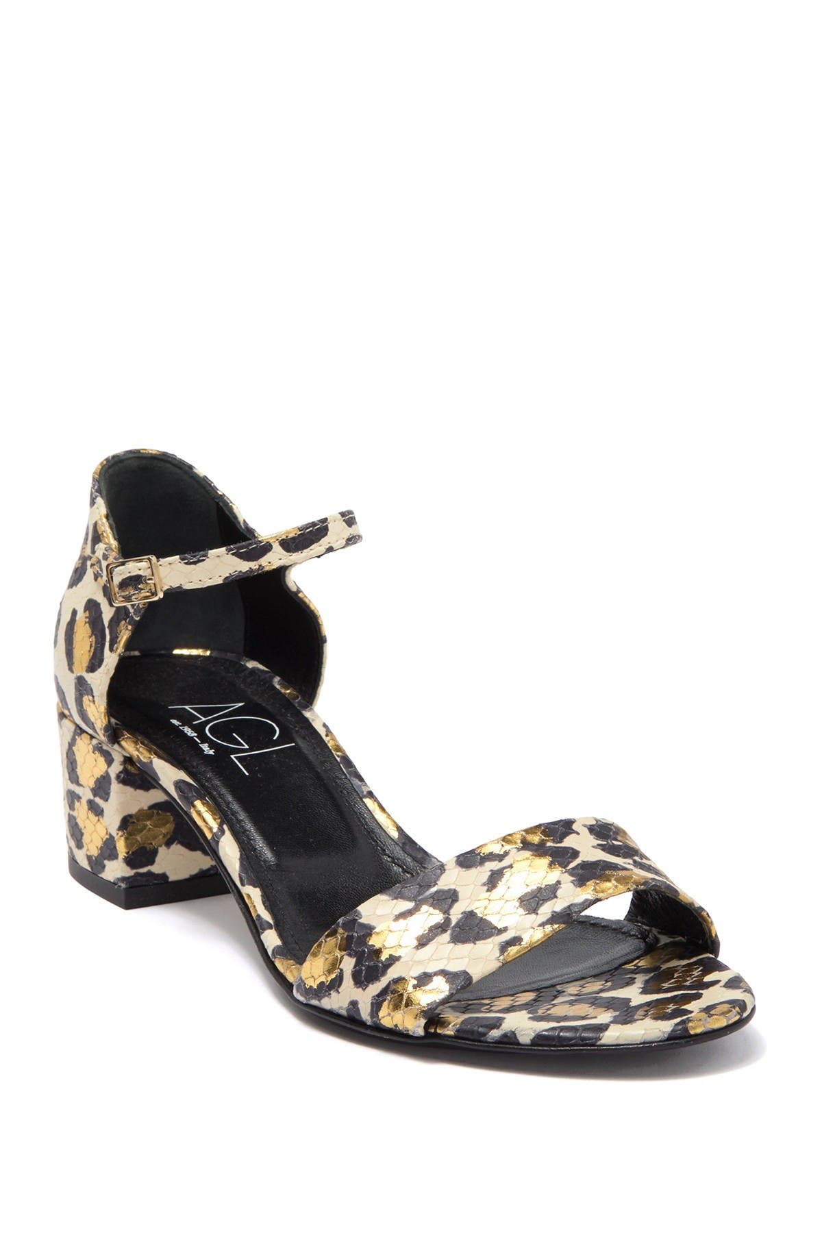 AGL Metallic Leopard Print Leather Sandal, Alternate, color, 