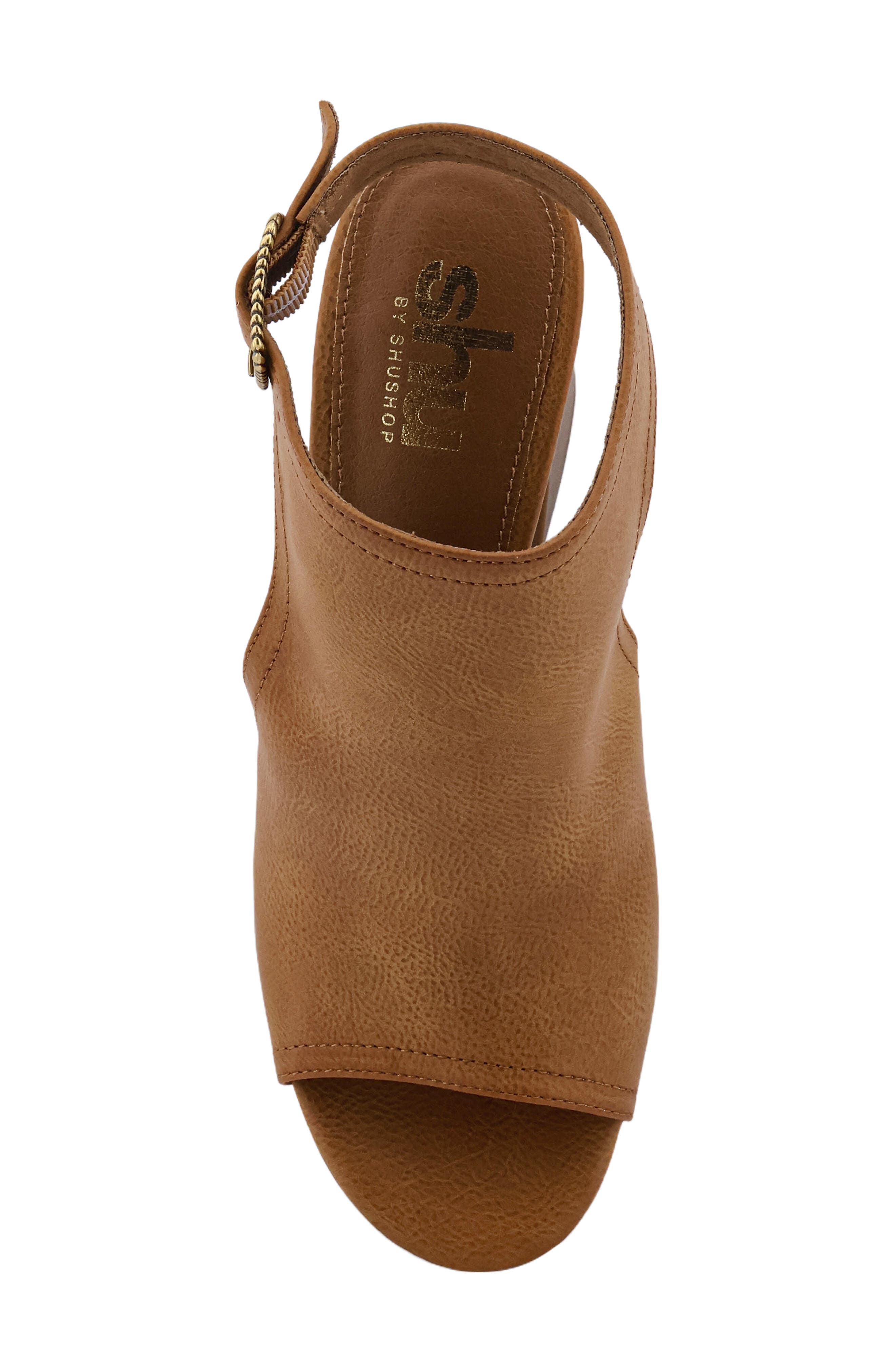 Ghita Faux Leather Block Heel Sandal, Alternate, color, CAMEL