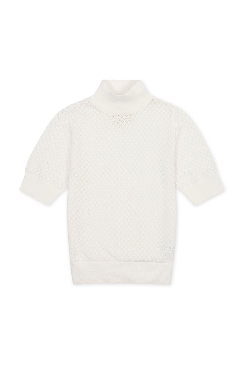 Organic Diamond Stitch Mock Neck Sweater, Alternate, color, Soft White Pointelle