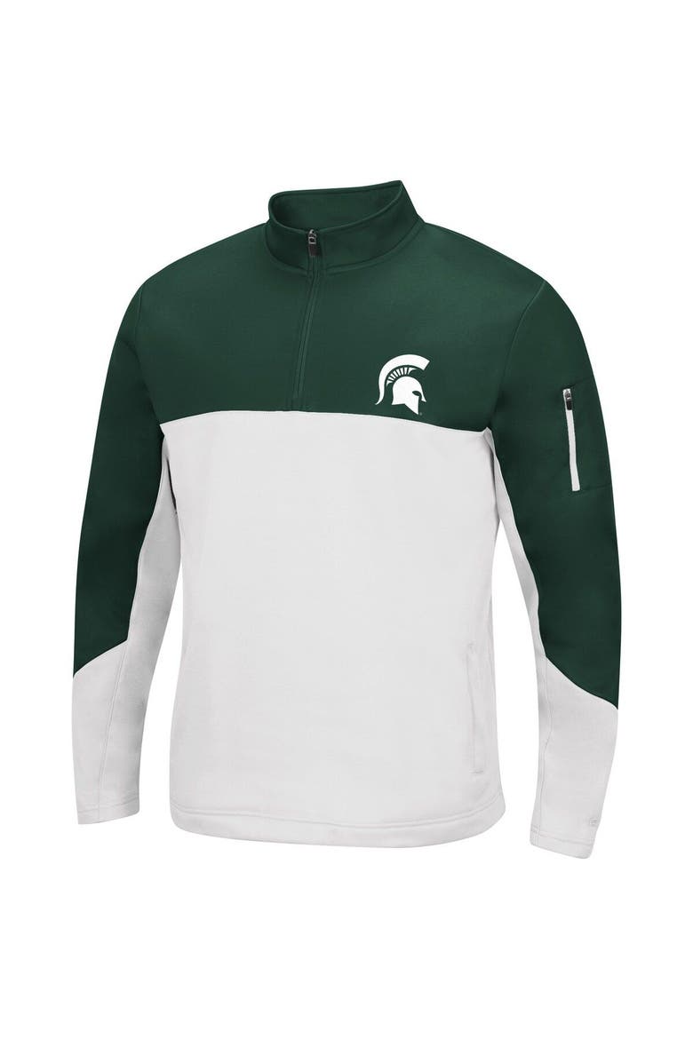 Men's Colosseum Green/White Michigan State Spartans Triple Dog Dare Quarter-Zip Jacket, Alternate, color, Green