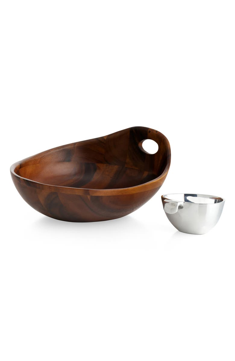 Nambé Portables Wood Chip & Dip Set, Alternate, color, Brown