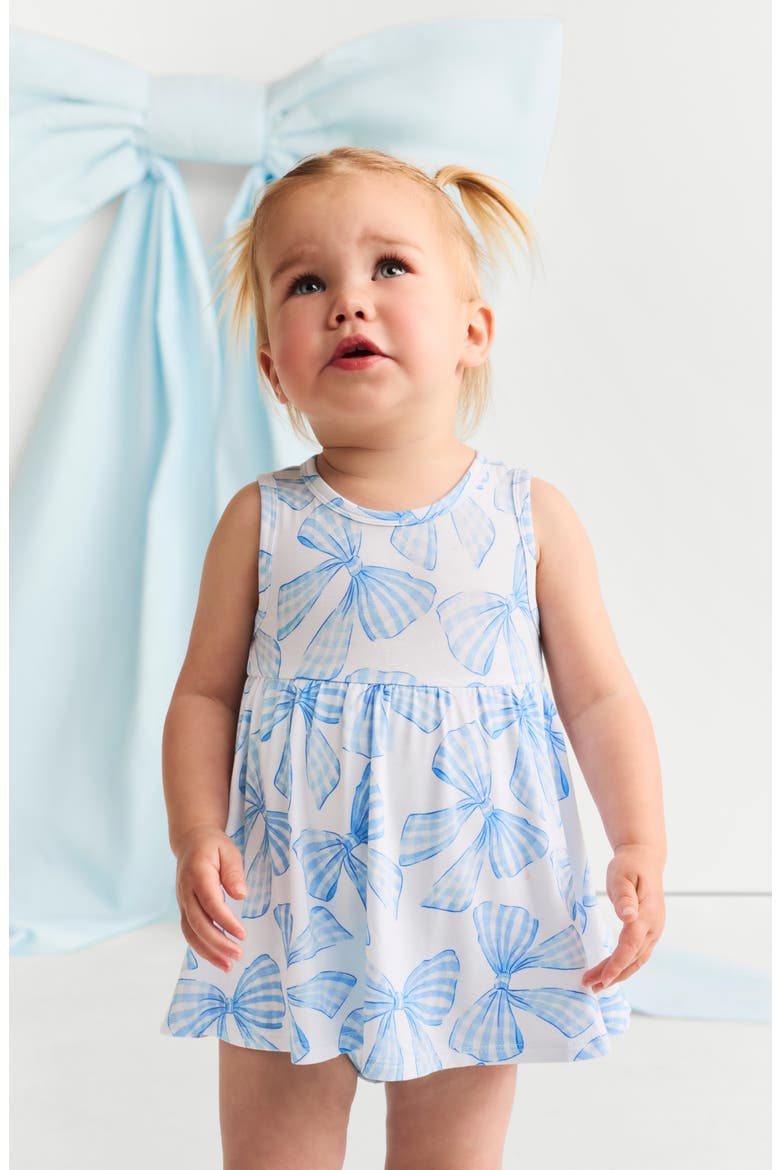 Bow Back Twirl Bodysuit Dress, Alternate, color, BLUE