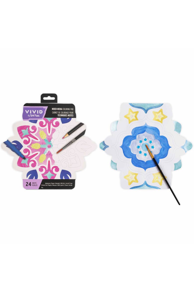 Mixed Media Coloring Pad, Tile, 24 Shaped Sheets, Alternate, color, Multicolored