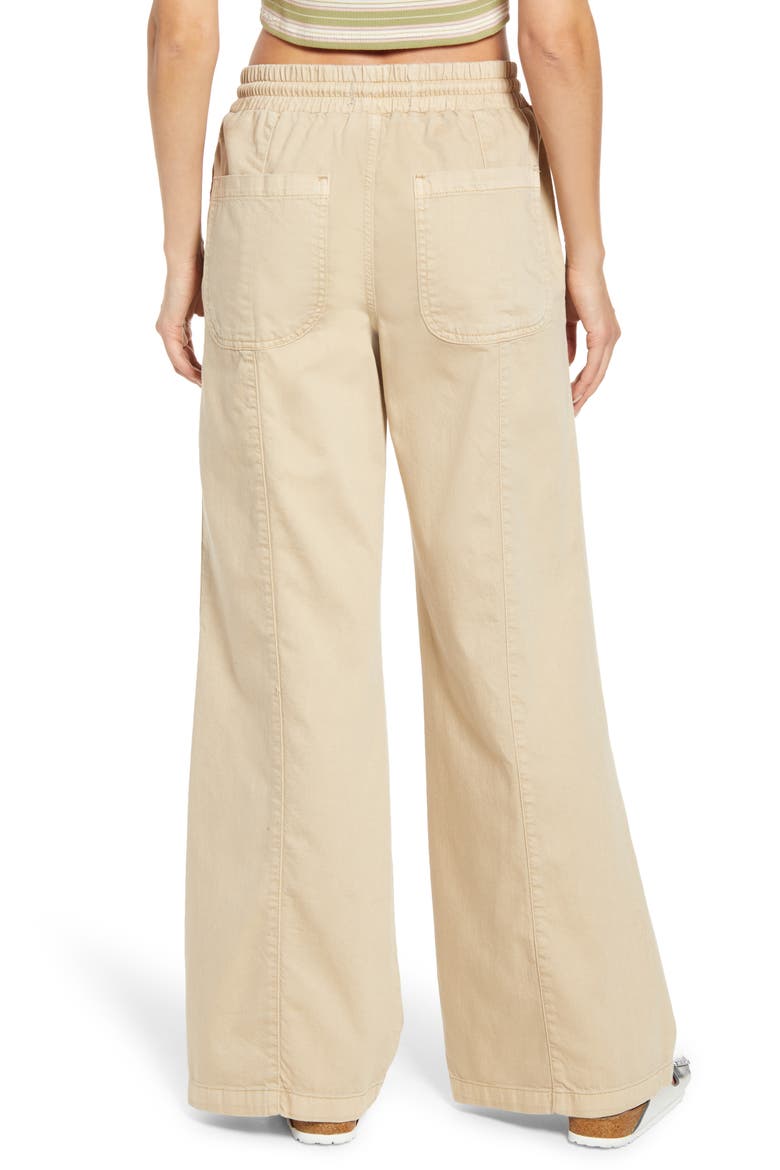 High Waist Wide Leg Drawstring Pants, Alternate, color, STONE