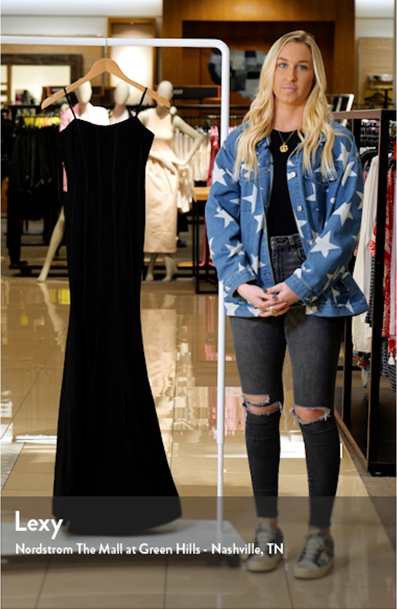 Strapless Scuba Knit Trumpet Gown, sales video thumbnail