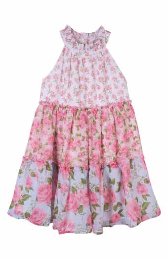 Kids' Halter Neck Tiered Floral Print Dress