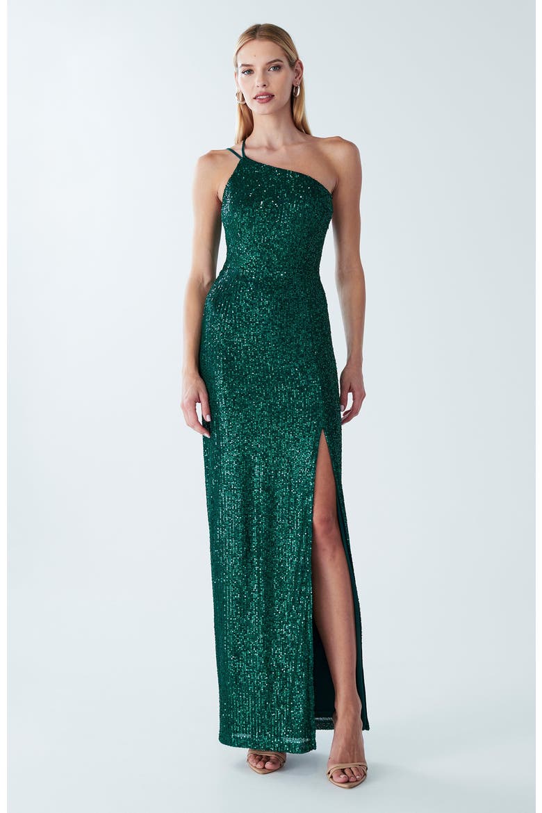 Boston Maxi Dress, Alternate, color, Emerald Sequin