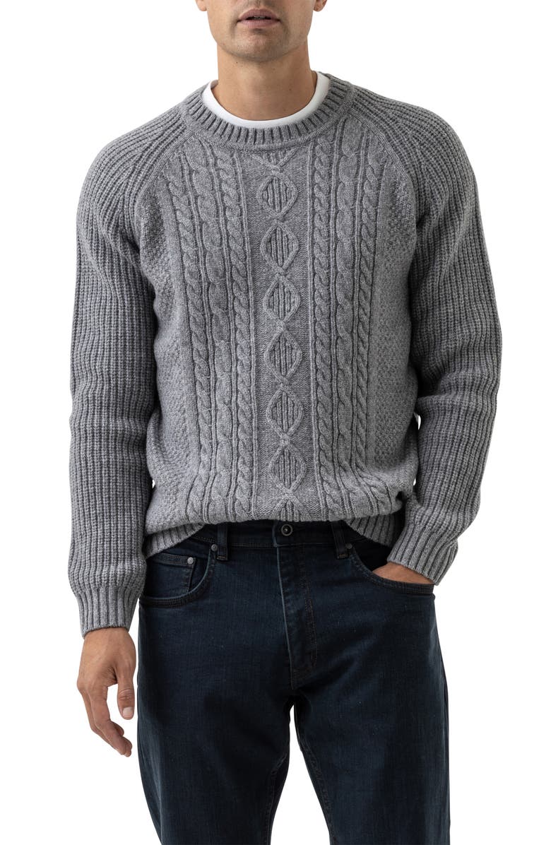 Rodd & Gunn Mount Tasman Mix Stitch Wool Blend Crewneck Sweater, Main, color,
