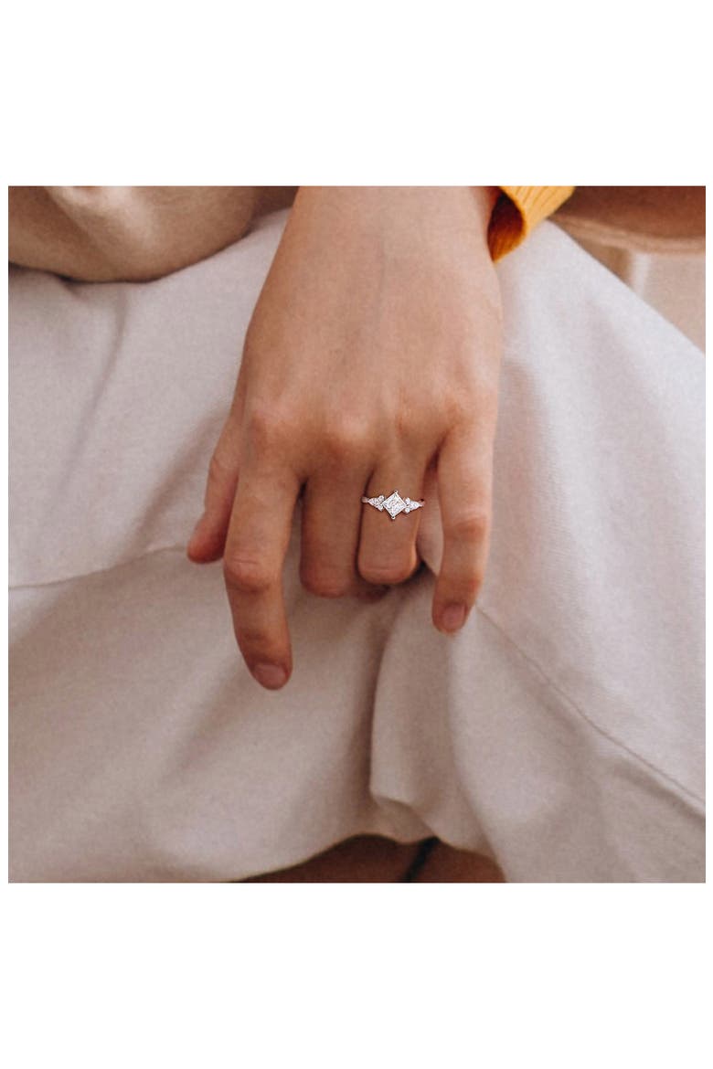 Princess Cut Lab-Created Moissanite Ring, Alternate, color, WHITE