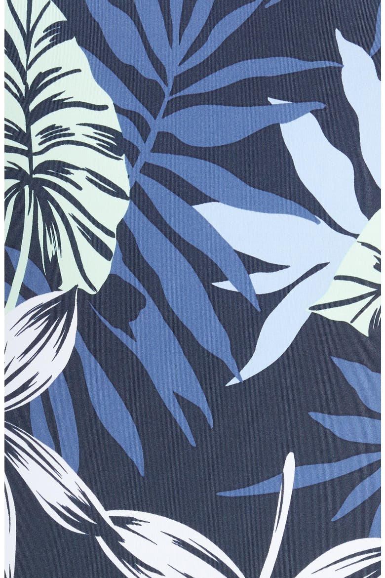 Open Back Long Sleeve One-Piece Swimsuit, Alternate, color, MOOD INDIGO SEASIDE TROPICS