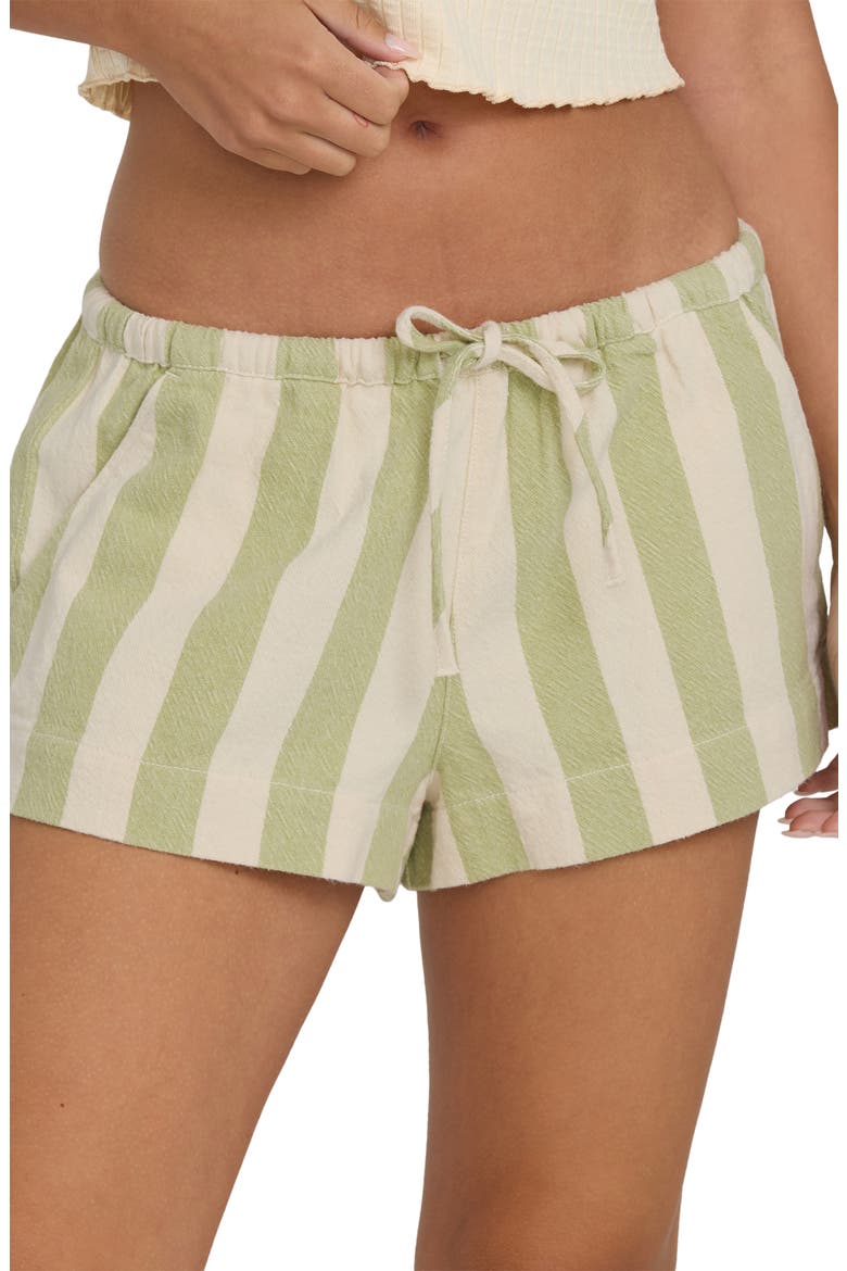 Low Tide Stripe Cotton Drawstring Shorts, Alternate, color, CACTUS