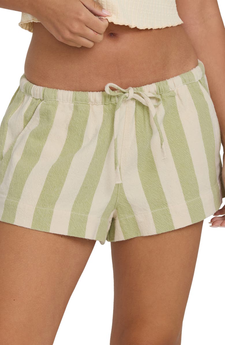Billabong Low Tide Stripe Cotton Drawstring Shorts, Alternate, color, Cactus