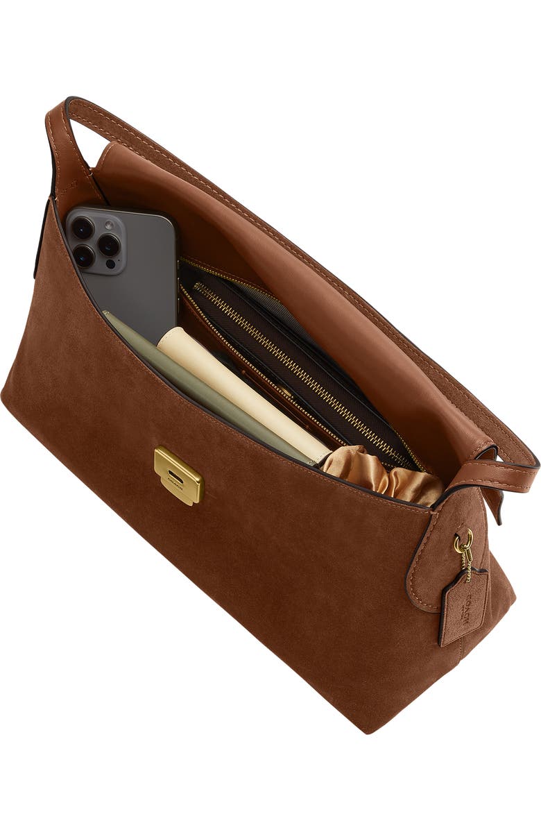 COACH Chelsea 36 Suede Shoulder Bag, Alternate, color, Warm Brown