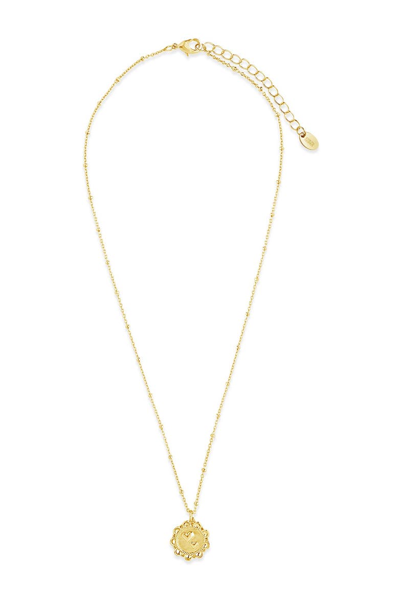 14K Yellow Gold Plated Rope Heart Medallion Pendant Necklace, Alternate, color, GOLD