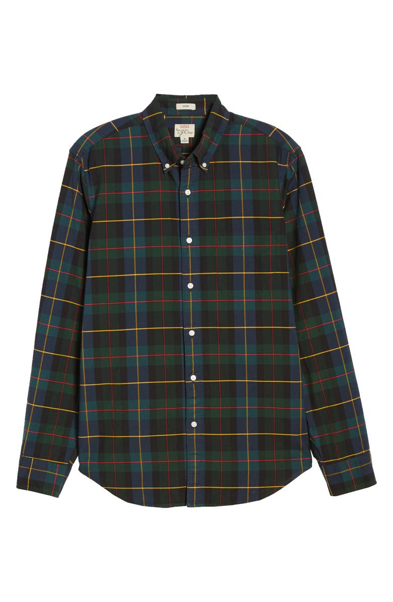 J.Crew Slim Fit Holiday Tartan Pima Cotton Oxford Shirt, Alternate, color, 