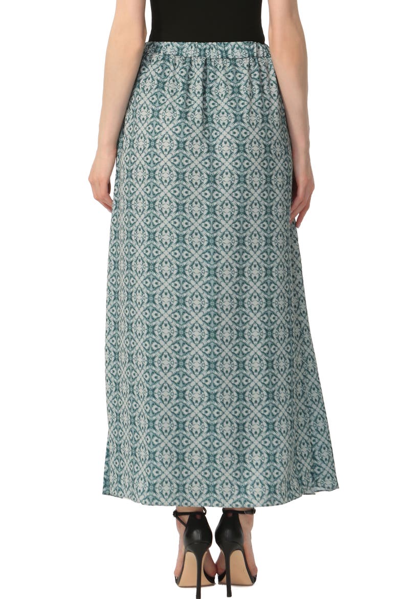 Women's Print Box Pleat Maxi Skirt, Alternate, color, Teal