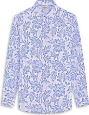 Bugatchi Julian Shaped Fit Linen Blend Button-Up Shirt