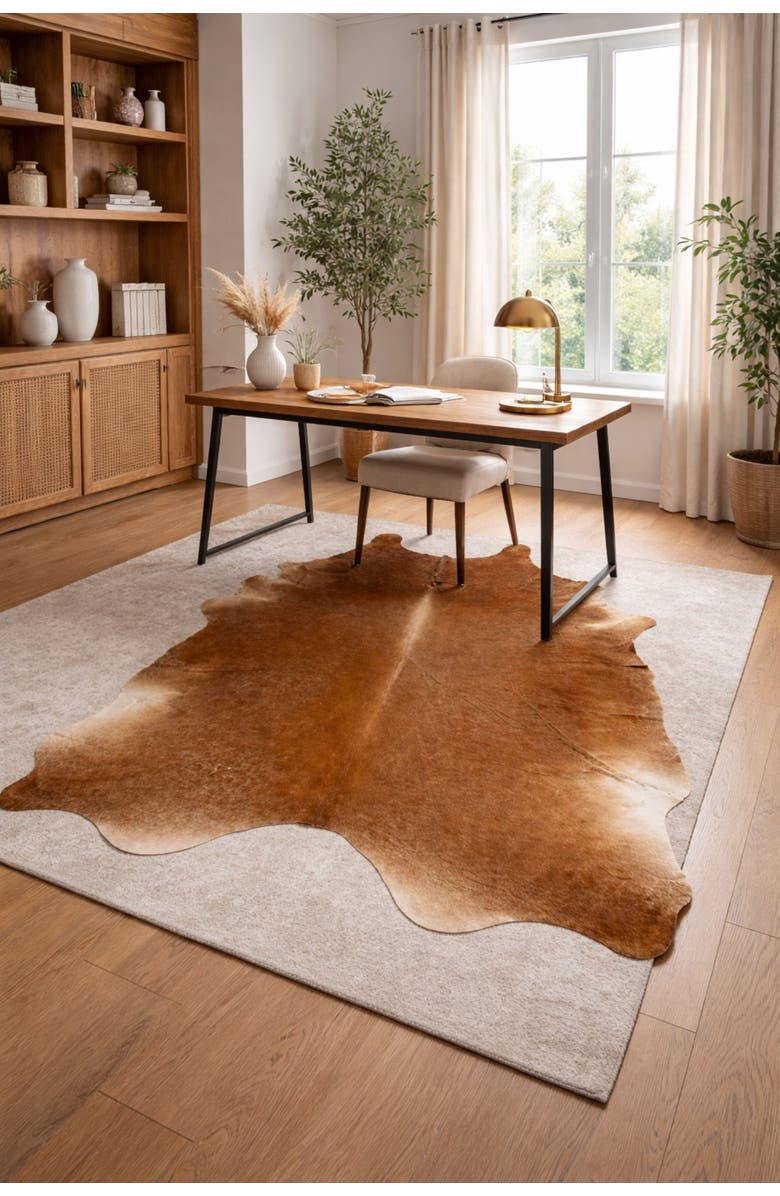 Rhacam Eco Hides Lauren Browns Cowhide Rug 8'10" × 7'5", Alternate, color, Warm Browns