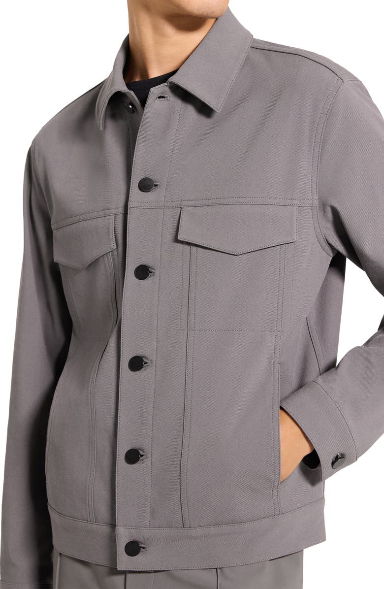 Theory River Cotton Blend Twill Trucker Jacket, Alternate, color, Carbon - Bax