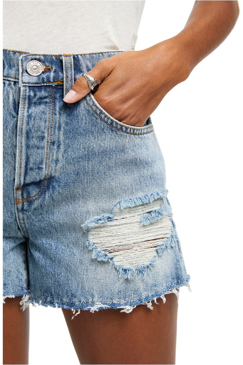 Pax Ripped High Waist Denim Shorts, Alternate, color, DESTROYED BLEACH