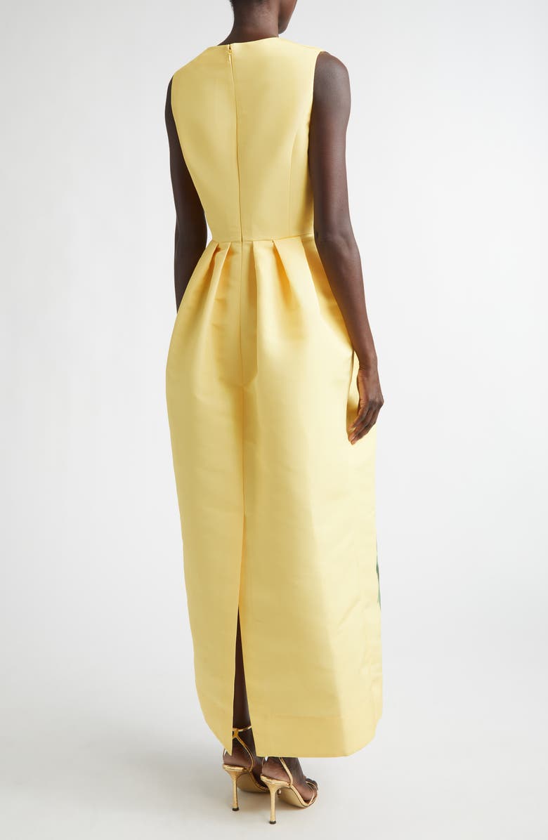 Oscar de la Renta Chiné Cyclament Sleeveless Stretch Faille Dress, Alternate, color, White/ Butter