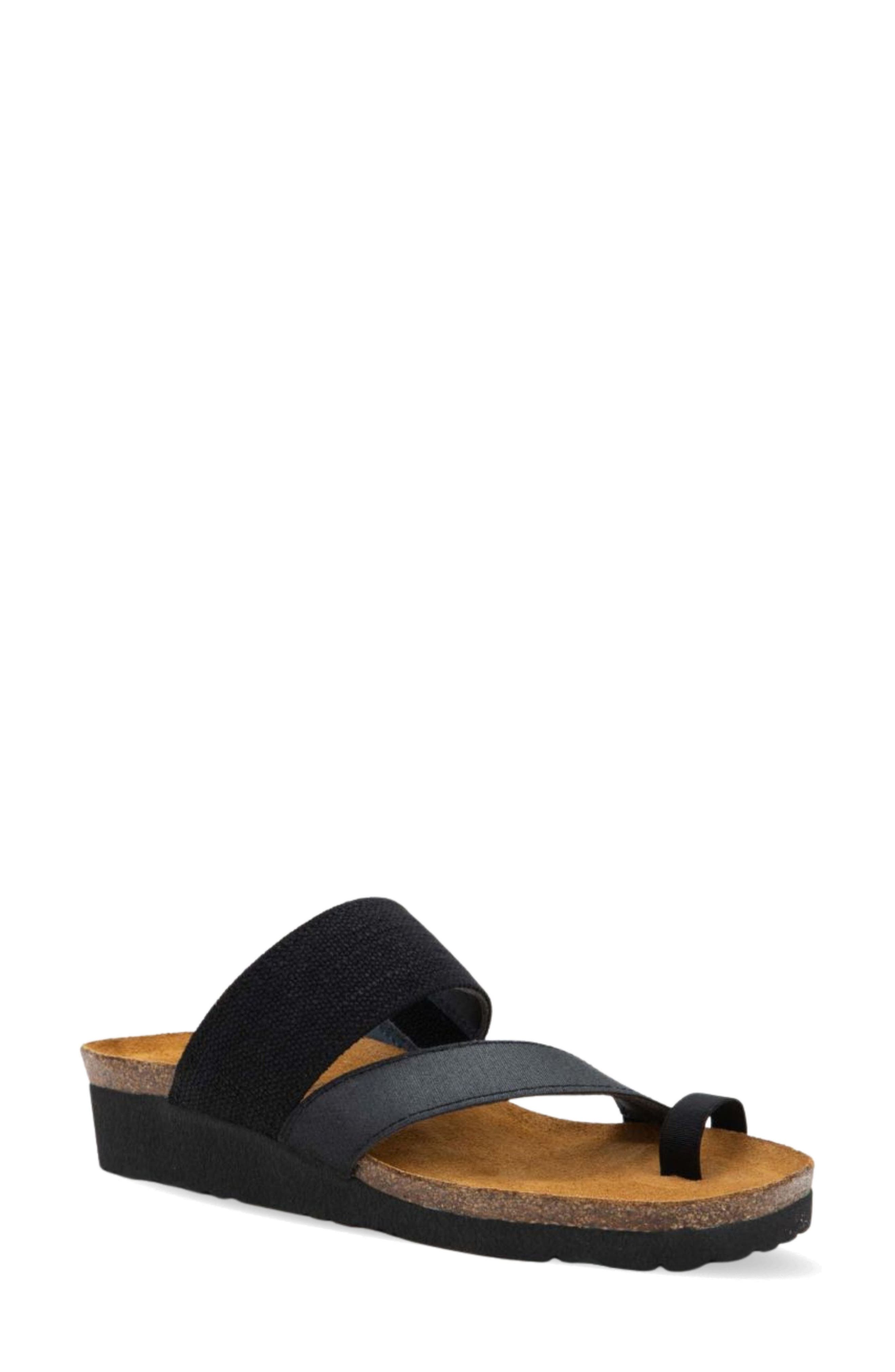 Naot Sia Toe Loop Sandal, Main, color, Black/ Black Elastic