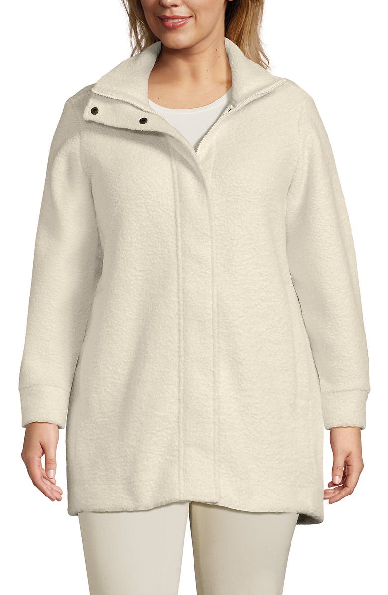 Lands' End Boucle Fleece Coat, Main, color, Ivory Latte