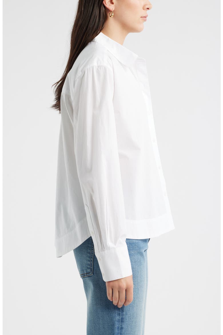 Long Sleeve Drop Hem Button-Up Shirt, Alternate, color, WHITE
