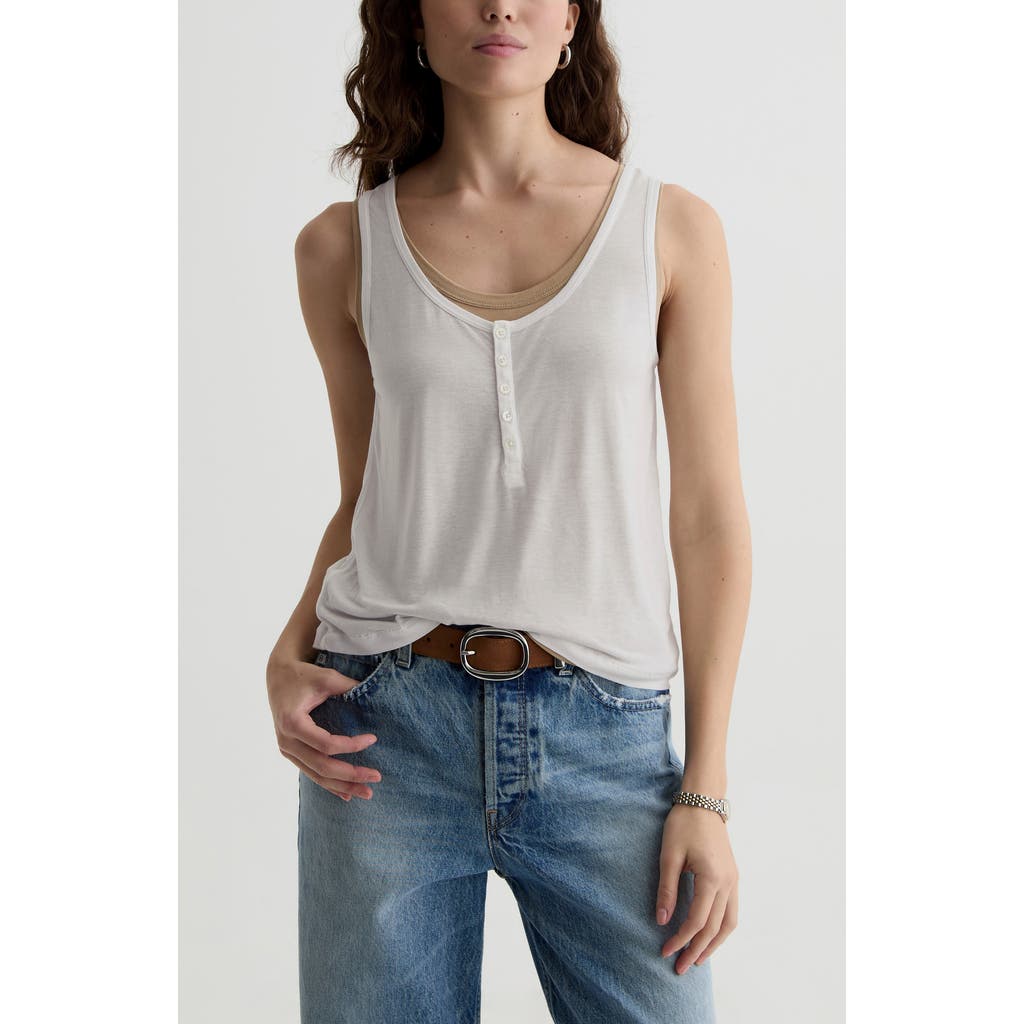 AG Alina Henley Tank in Powder/khaki Sand at Nordstrom, Size Small