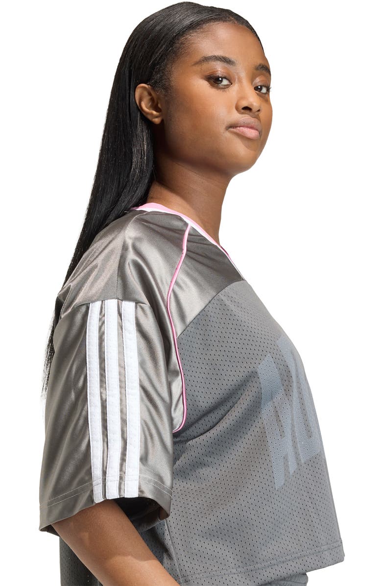 adidas Stadium Graphic Mesh T-Shirt, Alternate, color, Grey Six/ St Tropic Bloom