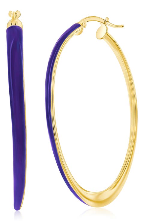Enamel Oval Hoop Earrings