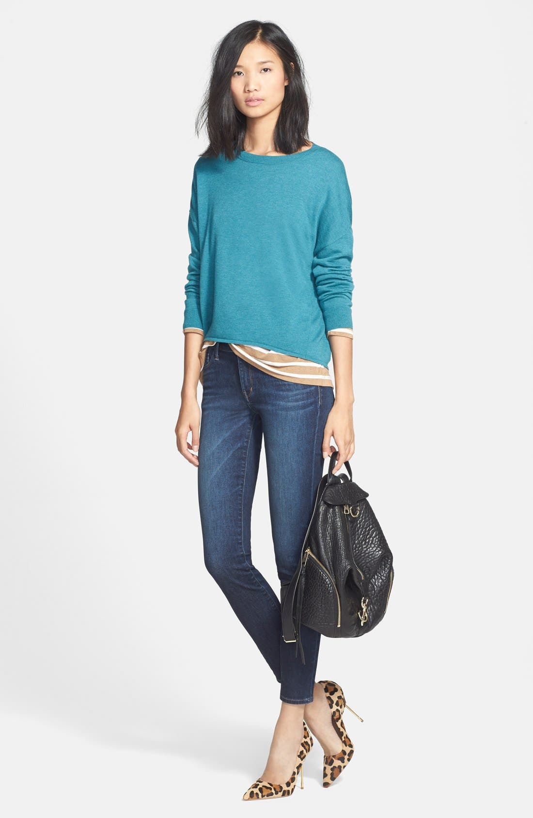 'Britton' Pump, Main, color, BEIGE COMBO HAIR CALF