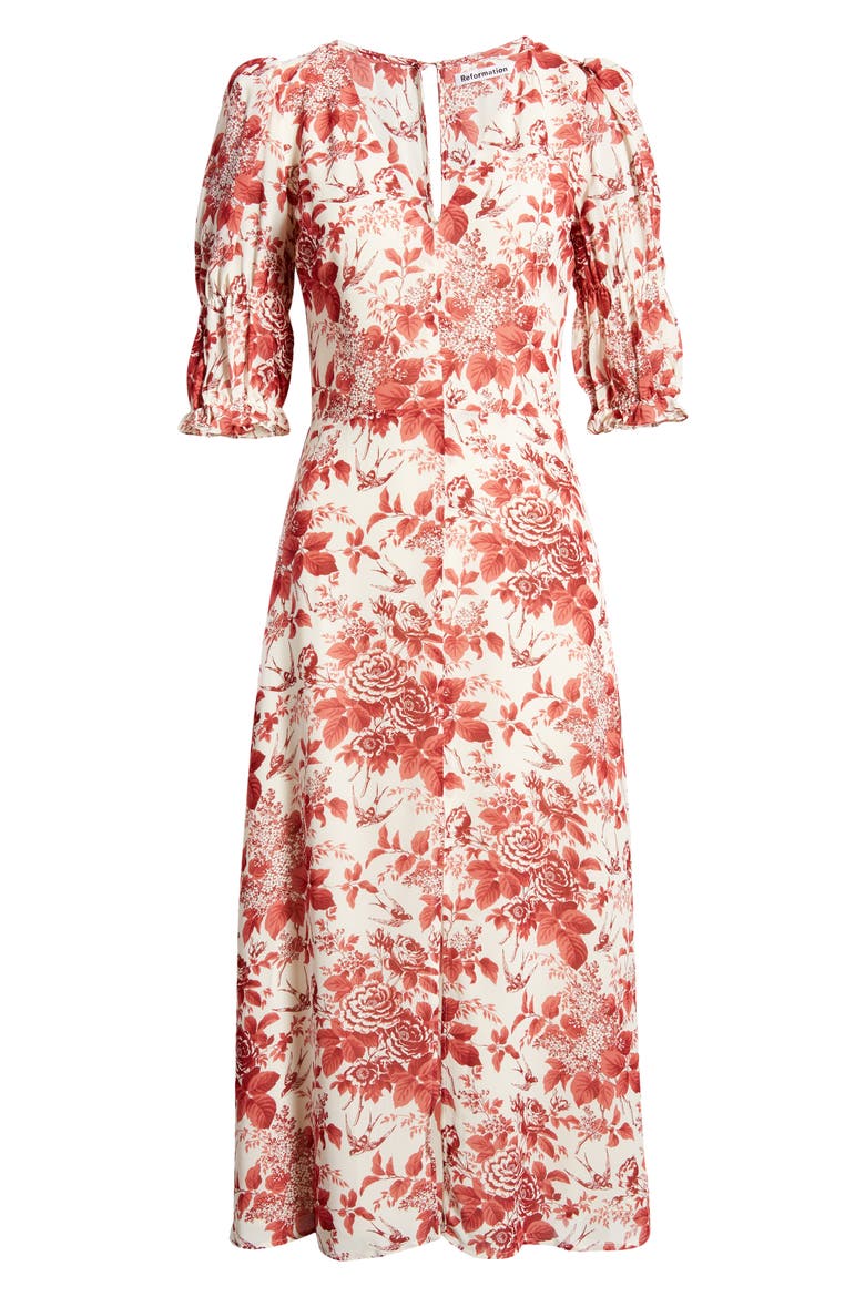 Larchmont Floral Midi Dress, Alternate, color, TOILE DE JOUY
